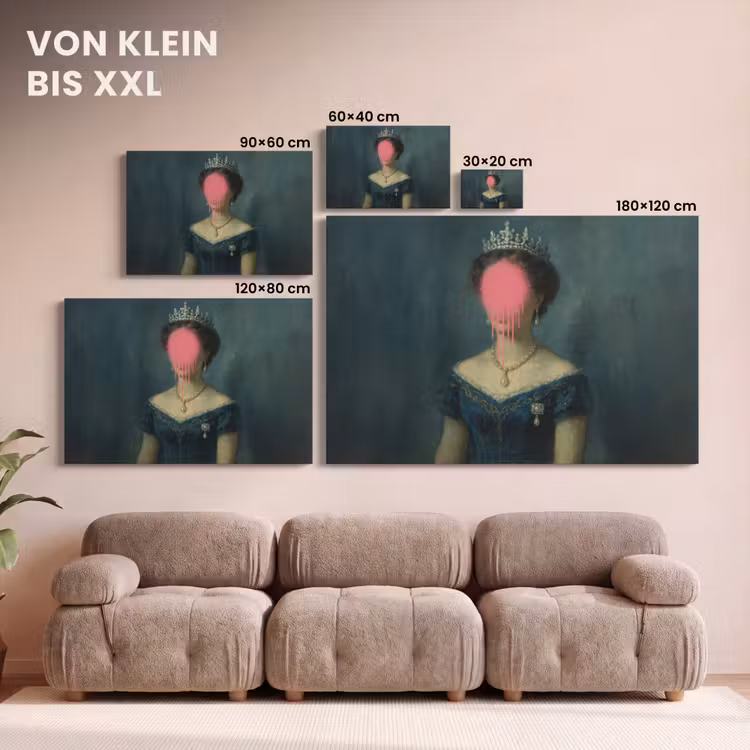 Kroon - Roze druipend verf - Portret canvas 2cm klein -Xsfeer8_DE