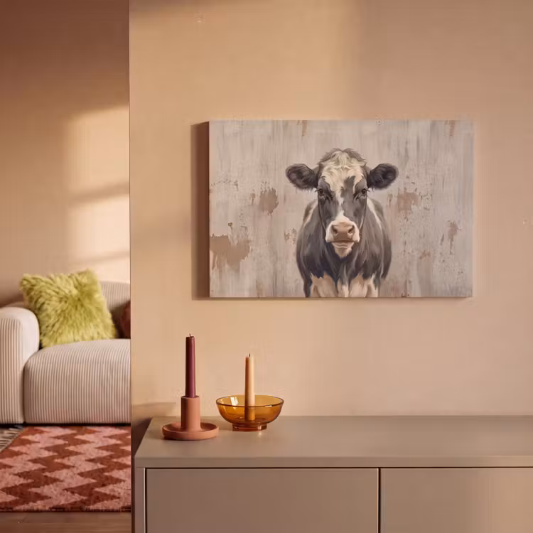 Koe - Portret - Dieren - Modern canvas 2cm klein -sfeer1