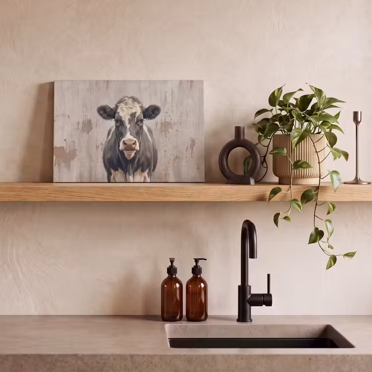 Koe - Portret - Dieren - Modern canvas 2cm klein -closeup_print_DE