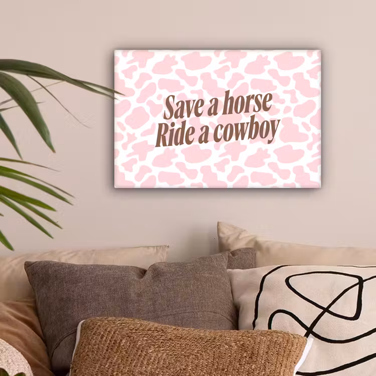 Koeienprint - Roze - Cowboy - Horse canvas 2cm klein -sfeer1
