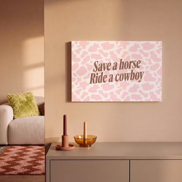 Koeienprint - Roze - Cowboy - Horse canvas 2cm klein -sfeer1