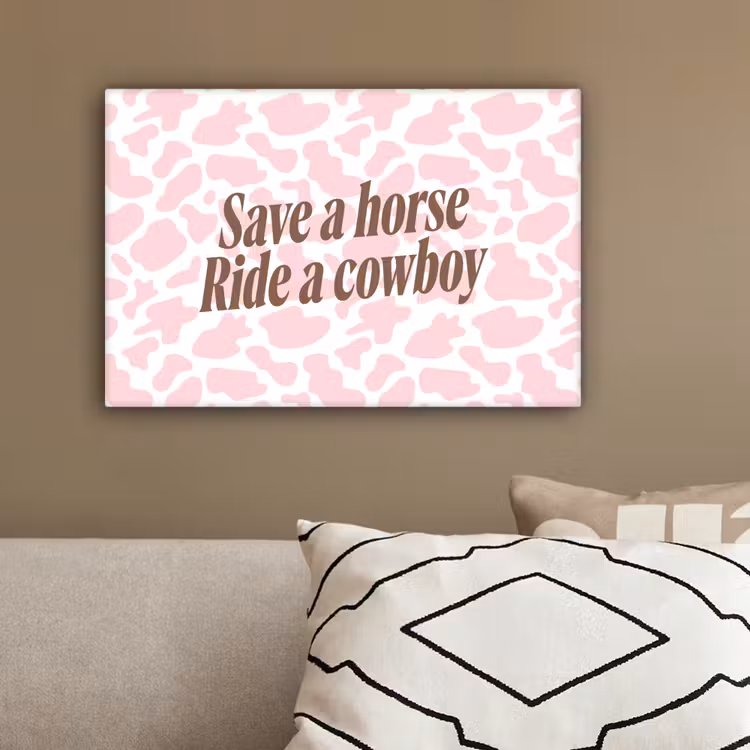 Koeienprint - Roze - Cowboy - Horse canvas 2cm klein -closeup_print_DE