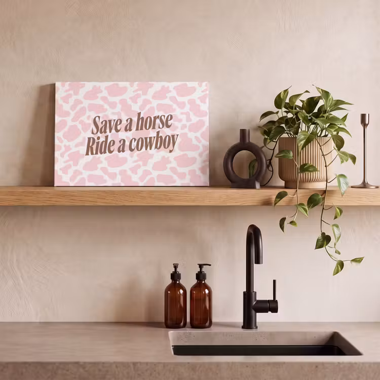 Koeienprint - Roze - Cowboy - Horse canvas 2cm klein -uniquesellingpoint_afwerking-onlywow_DE