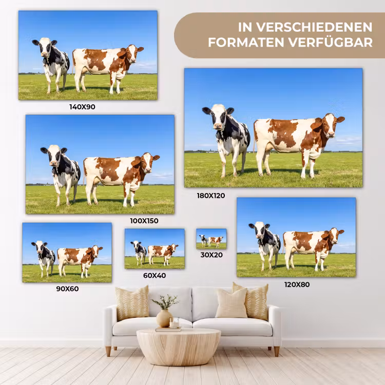 Koeien - Boerderij - Gras- Natuur - Dieren canvas 2cm klein -Xsfeer8_DE