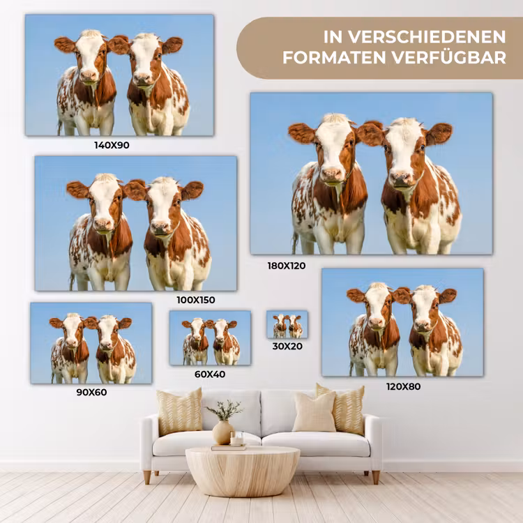 Koeien - Lucht - Dieren - Boerderij - Portret canvas 2cm klein -Xsfeer8_DE
