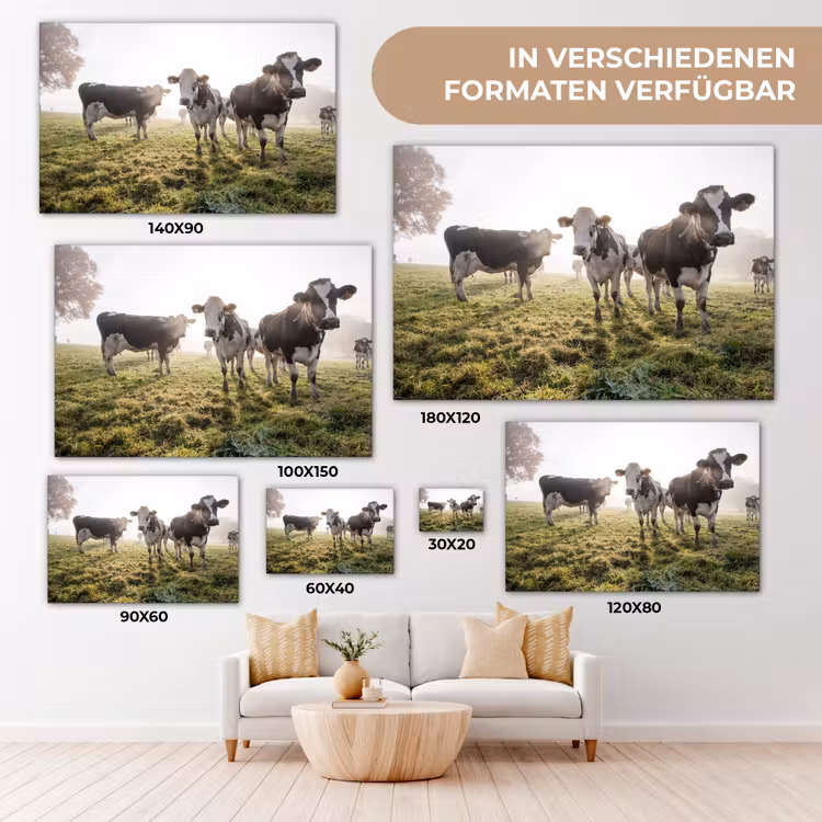 Koeien - Licht - Gras - Dieren canvas 2cm klein -Xsfeer8_DE