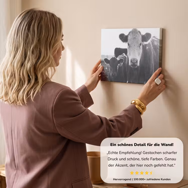 Koeien - Zwart - Wit canvas 2cm klein -sfeer3