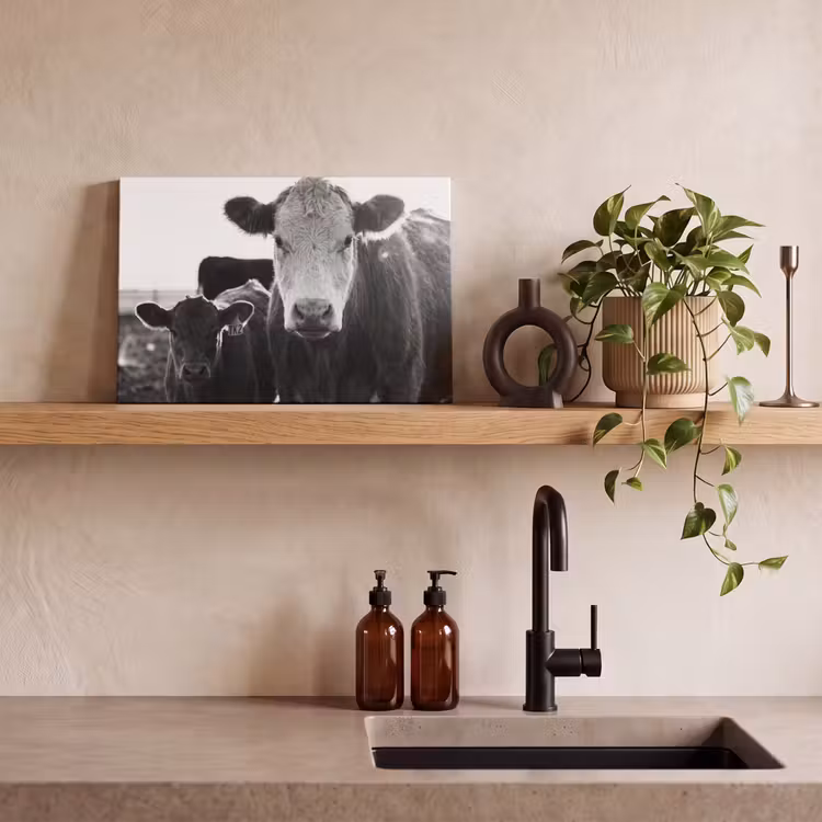 Koeien - Zwart - Wit canvas 2cm klein -sfeer6