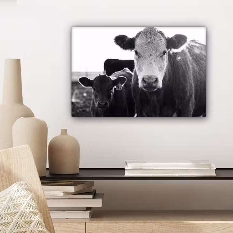 Koeien - Zwart - Wit canvas 2cm klein -closeup_print_DE