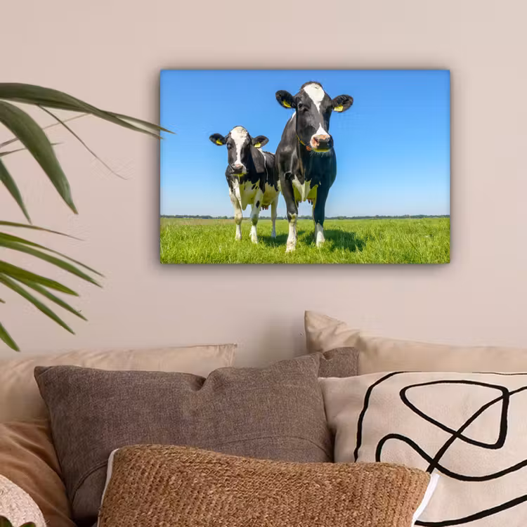 Koeien - Weiland - Gras - Dieren - Boerderij canvas 2cm klein -sfeer1