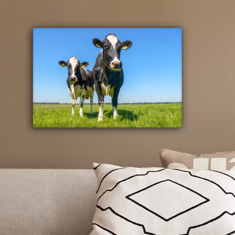 Koeien - Weiland - Gras - Dieren - Boerderij canvas 2cm klein -sfeer3