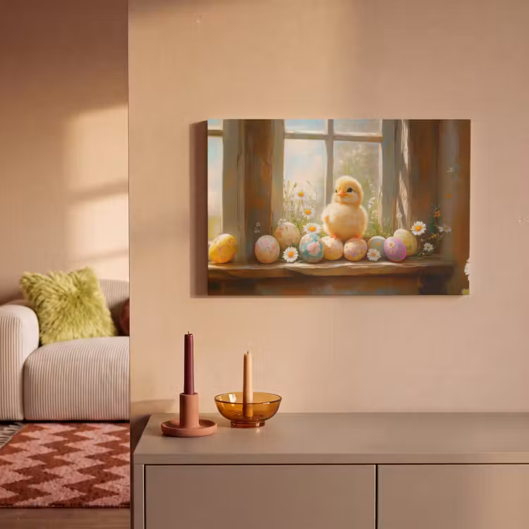 Kuiken - Raam - Paaseieren canvas 2cm klein -sfeer1