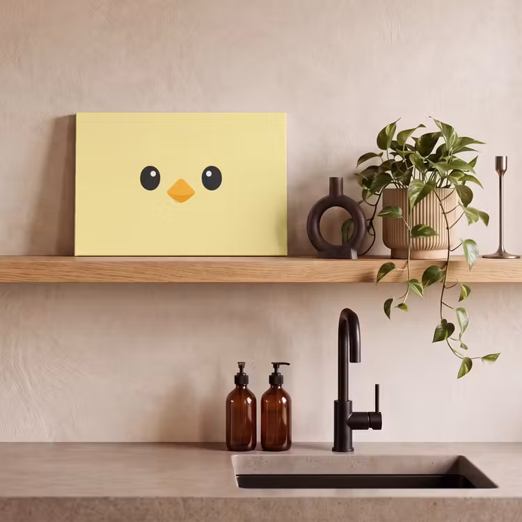 Kuiken - Vrolijk - Geel - Minimalistisch canvas 2cm klein -sfeer3