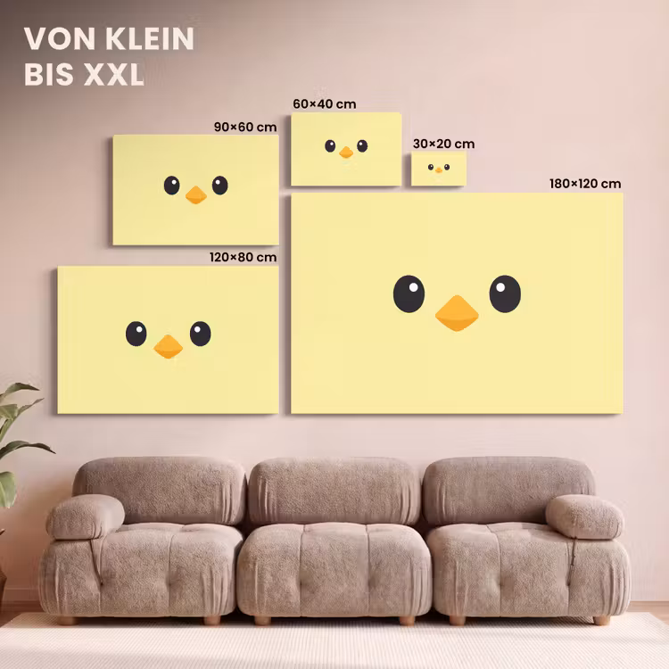 Kuiken - Vrolijk - Geel - Minimalistisch canvas 2cm klein -Xsfeer8_DE