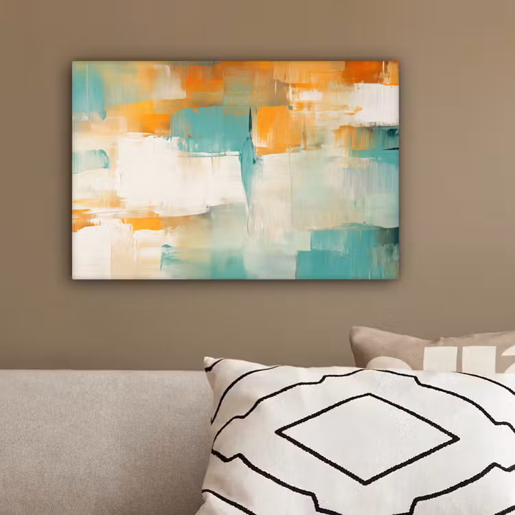 Kunst - Abstract - Blauw - Wit canvas 2cm klein -sfeer6