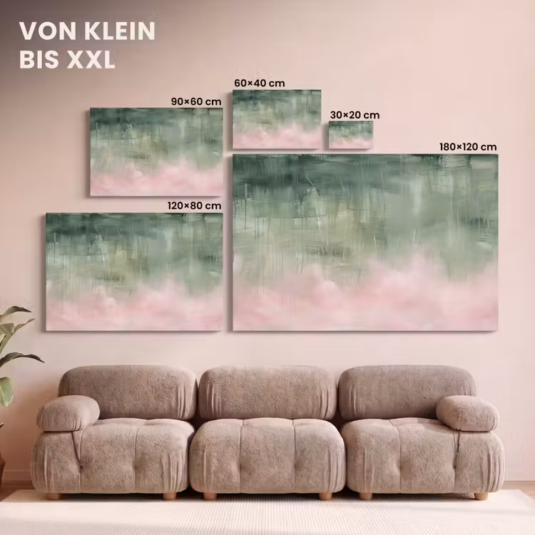 Kunst - Abstract - Modern - Groen - Roze canvas 2cm klein -Xsfeer8_DE