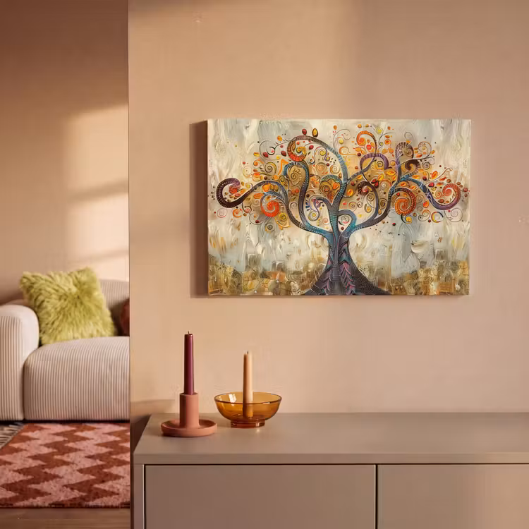 Kunst - Levensboom - Botanisch - Abstract canvas 2cm klein -sfeer1