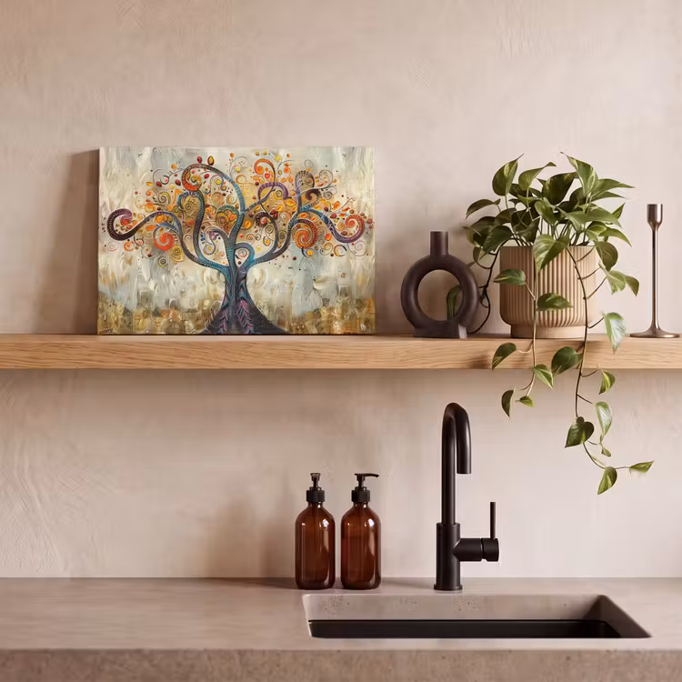 Kunst - Levensboom - Botanisch - Abstract canvas 2cm klein -sfeer6