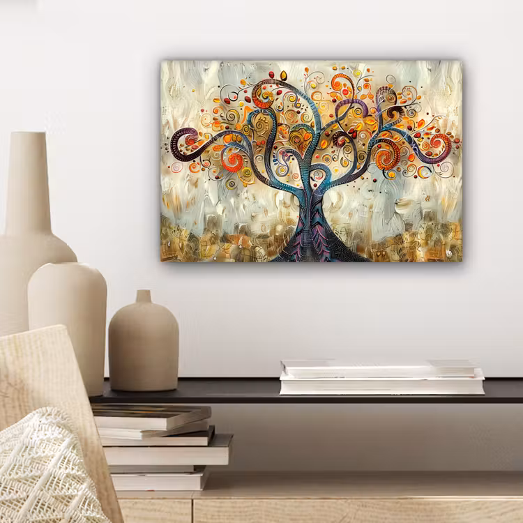Kunst - Levensboom - Botanisch - Abstract canvas 2cm klein -closeup_print_DE