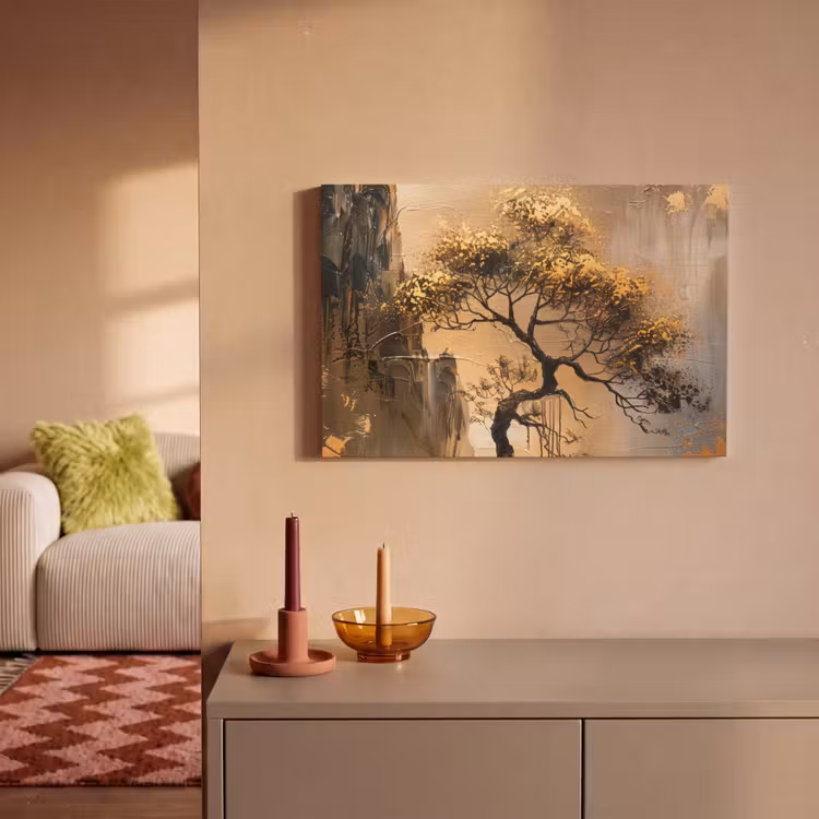 Kunst - Boom - Goud - Modern canvas 2cm klein -sfeer1