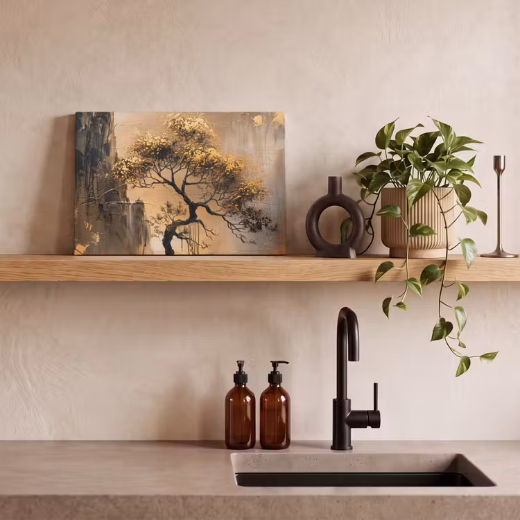 Kunst - Boom - Goud - Modern canvas 2cm klein -sfeer3