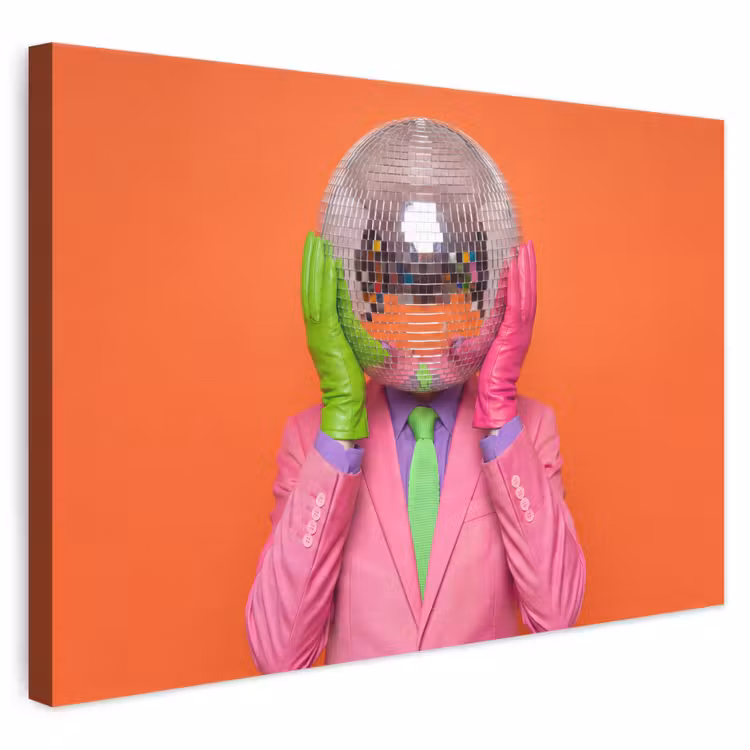 Kunst - Disco bal - Kleurrijk - Modern - Studio canvas 2cm klein -3d