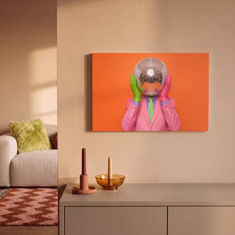 Kunst - Disco bal - Kleurrijk - Modern - Studio canvas 2cm klein -sfeer1