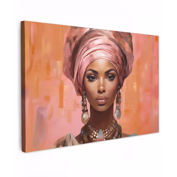 Kunst - Vrouw - Roze - Sieraden - Portret canvas 2cm klein -z3d