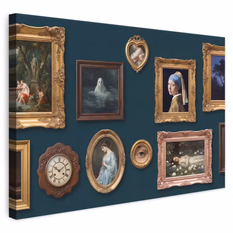 Kunst - Schilderijen - Decoratie - Klassiek - Groen canvas 2cm klein -3d