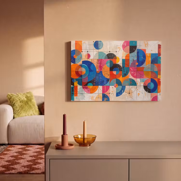 Kunst - Geometrisch - Abstract - Kleurrijk canvas 2cm klein -sfeer1