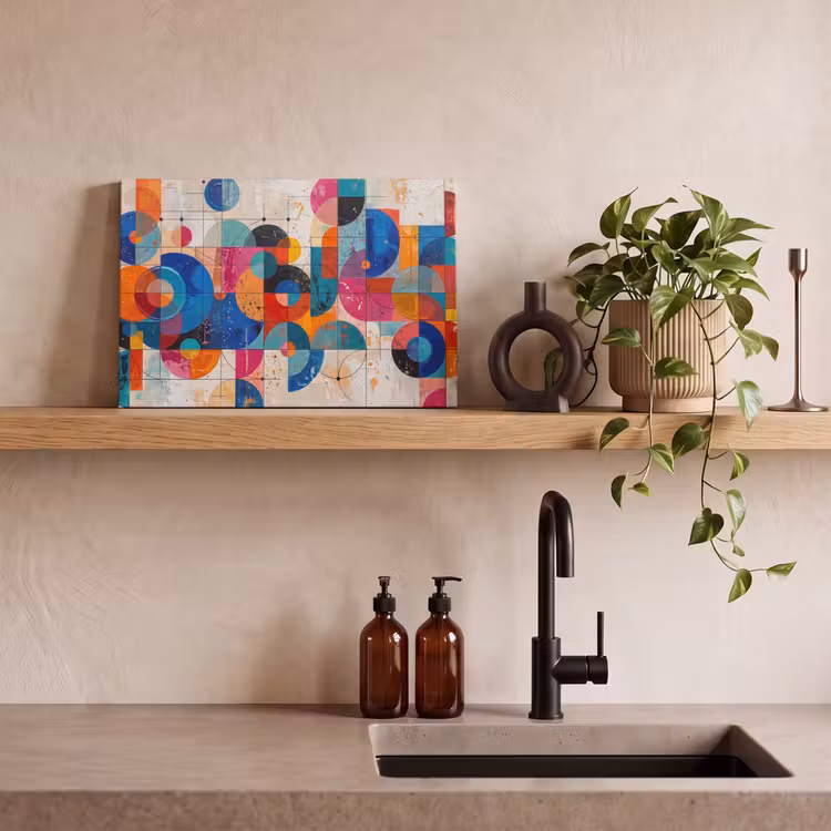 Kunst - Geometrisch - Abstract - Kleurrijk canvas 2cm klein -closeup_print_DE