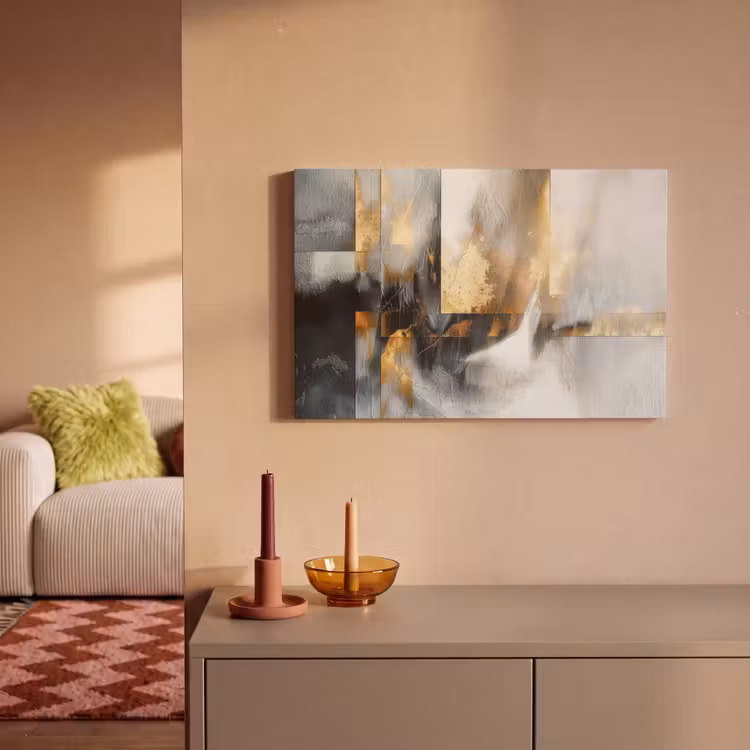 Kunst - Goud - Zilver - Abstract canvas 2cm klein -sfeer1