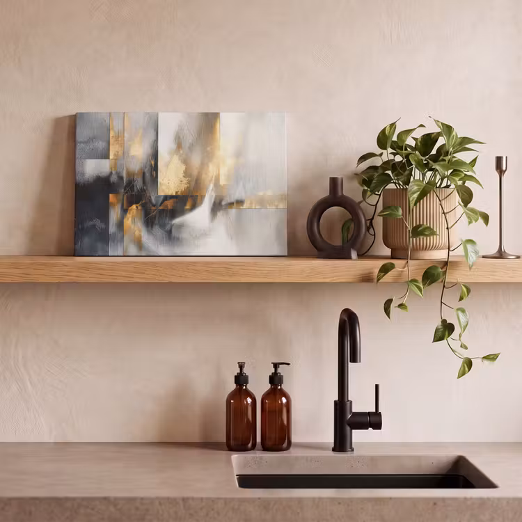Kunst - Goud - Zilver - Abstract canvas 2cm klein -sfeer3