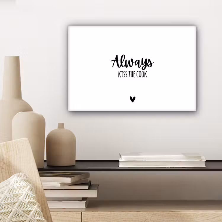Always kiss the cook - Koken - Kok - Keuken - Spreuken canvas 2cm klein -sfeer6