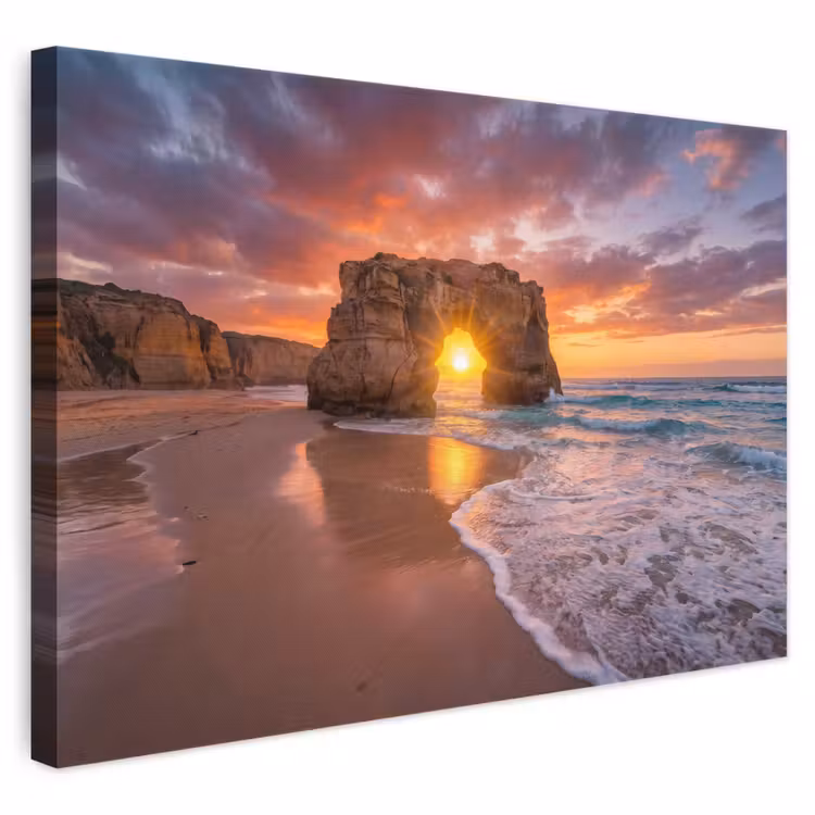 Kust - Rots - Zonsondergang - Zee - Natuur canvas 2cm klein -3d