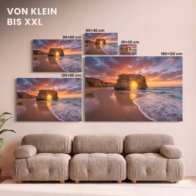 Kust - Rots - Zonsondergang - Zee - Natuur canvas 2cm klein -Xsfeer8_DE