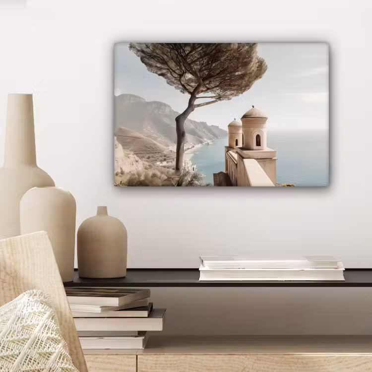 Kust - Klif - Boom - Gebouw canvas 2cm klein -closeup_print_DE