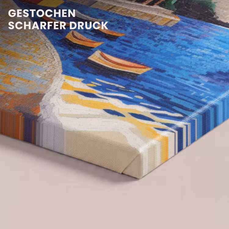 Kustdorp - Huisjes - Mozaïek - Zee canvas 2cm klein -uniquesellingpoint_afwerking-onlywow_DE