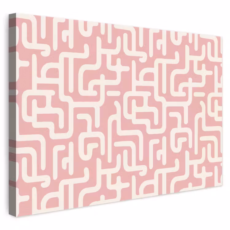 Doolhofpatroon - Roze - Wit - Abstract canvas 2cm klein 34 -3d