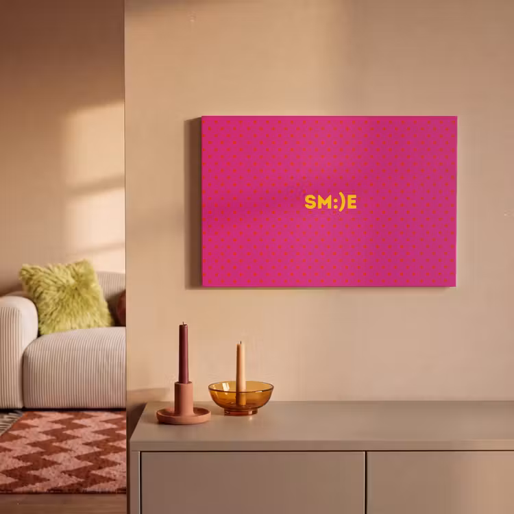 Smile - Stippen - Roze canvas 2cm klein -sfeer1