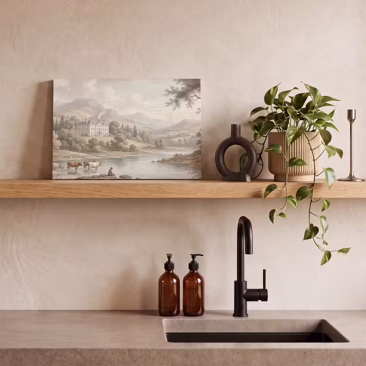 Landhuis - Rivier - Vee canvas 2cm klein -sfeer3