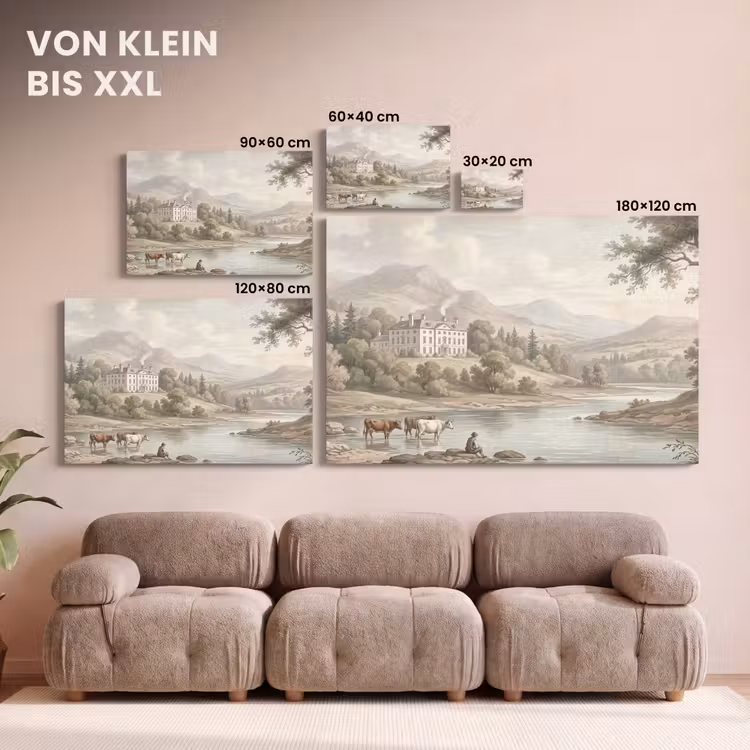 Landhuis - Rivier - Vee canvas 2cm klein -Xsfeer8_DE