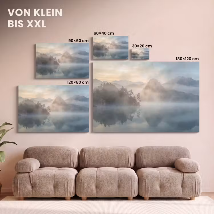 Landschap - Bergen - Mist - Water - Natuur canvas 2cm klein -Xsfeer8_DE