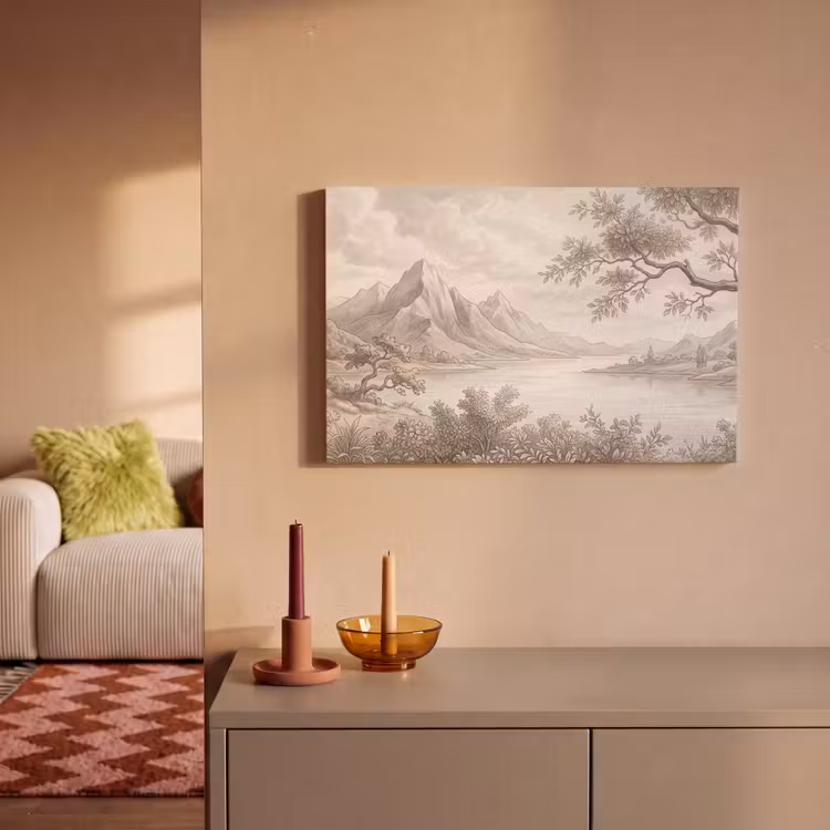 Landschap - Bergen - Meer - Natuur canvas 2cm klein -sfeer1