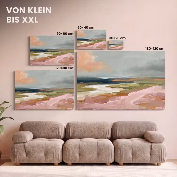 Landschap - Rivier - Abstract - Roze - Groen canvas 2cm klein -Xsfeer8_DE