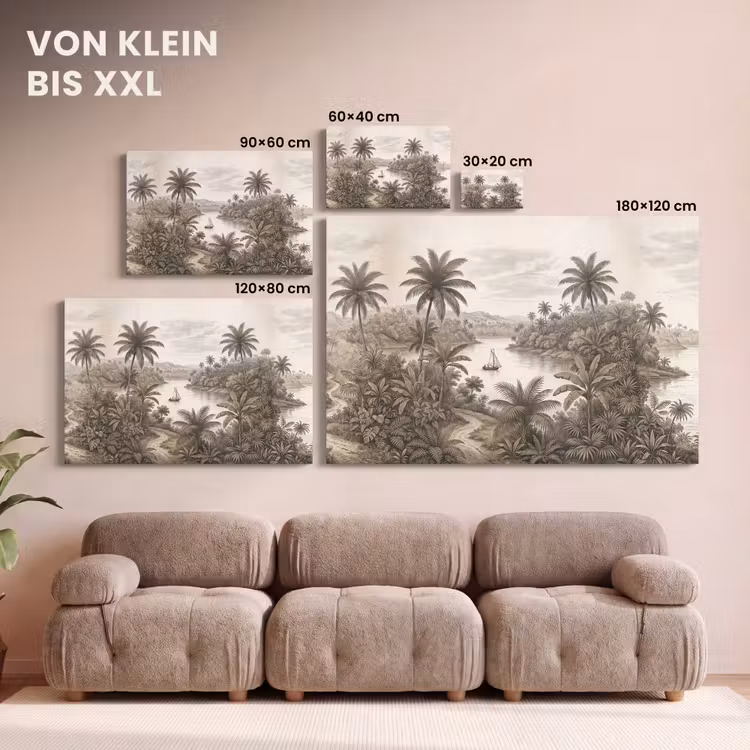 Landschap - Rivier - Boot - Tropisch - Vintage canvas 2cm klein -Xsfeer8_DE