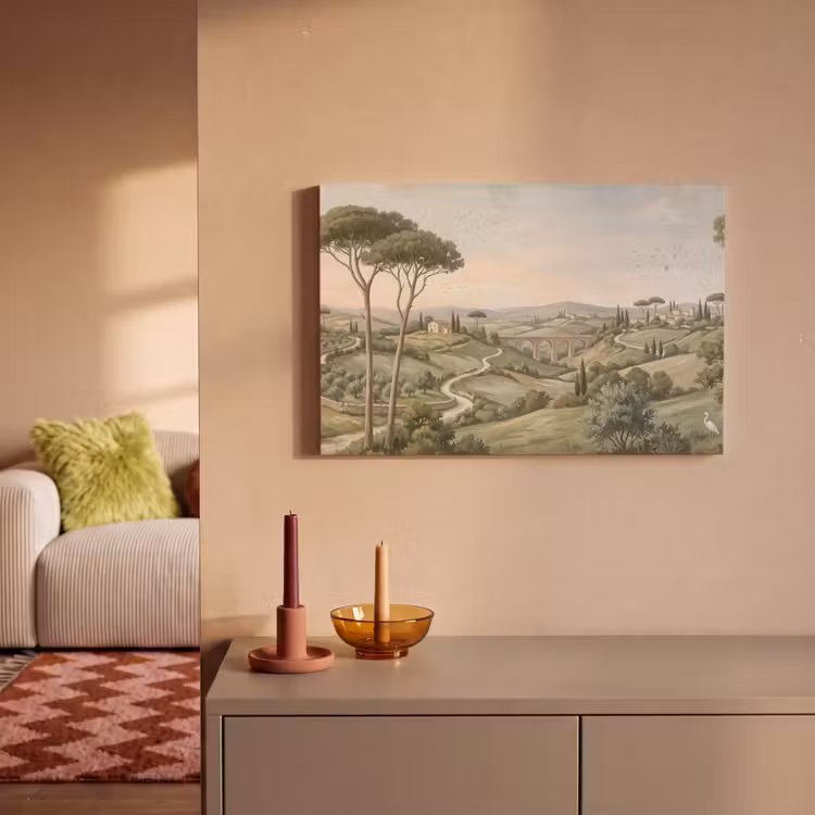 Landschap - Heuvels - Zandpad - Groen canvas 2cm klein -sfeer1