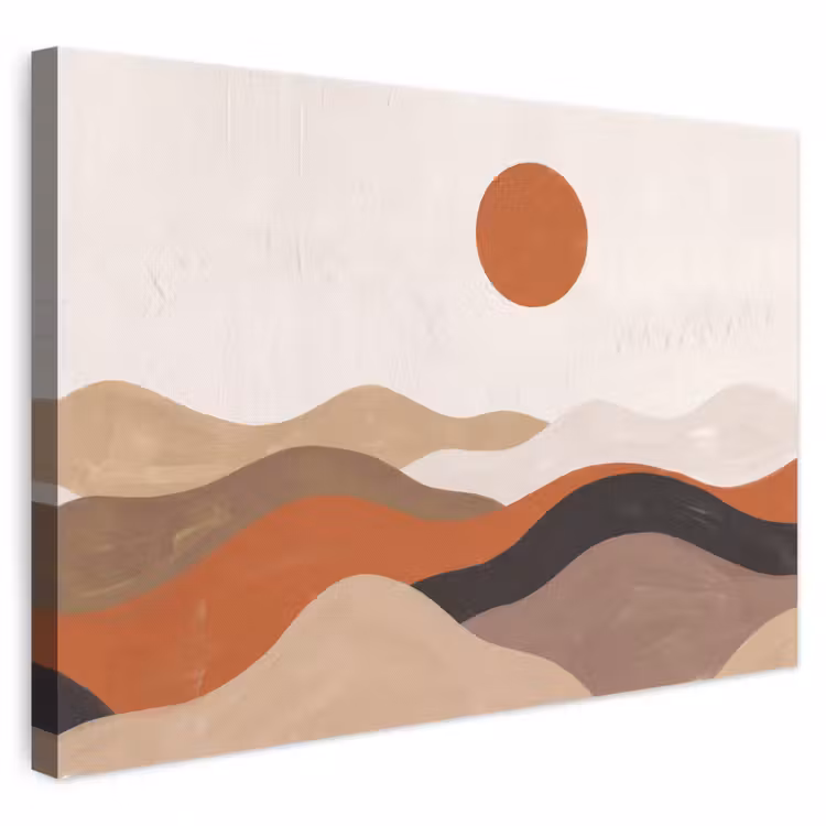 Landschap - Heuvels - Zon - Abstract - Oranje canvas 2cm klein -3d