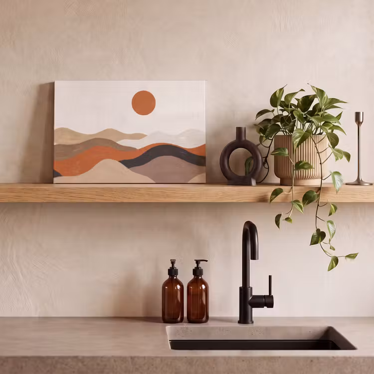 Landschap - Heuvels - Zon - Abstract - Oranje canvas 2cm klein -sfeer3