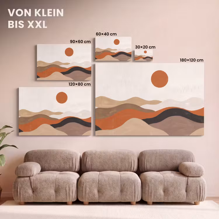 Landschap - Heuvels - Zon - Abstract - Oranje canvas 2cm klein -Xsfeer8_DE